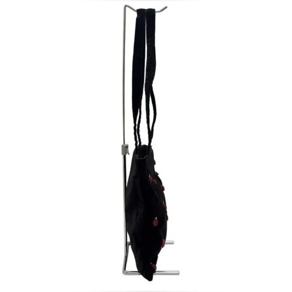 Dolce & Gabbana y2k rose embroidered black velvet tote bag